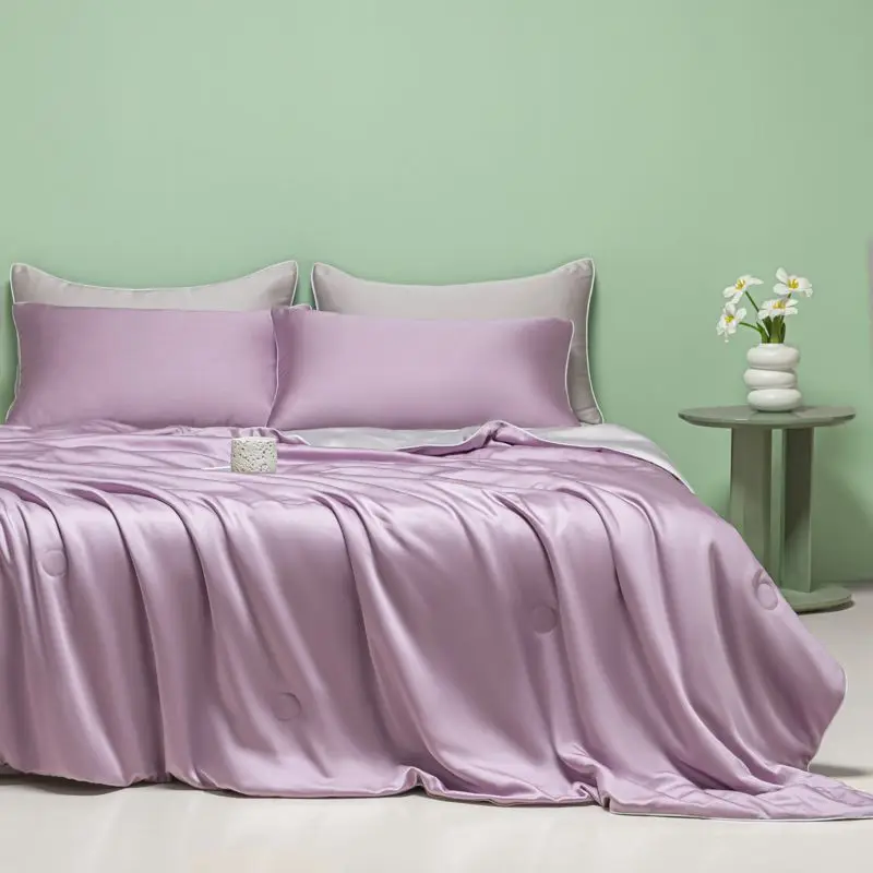 1pc Ice Coolling Summer Blanket Plain Solid Color Satin Silk Summer Quilt Single/Queen/King Size Comforter for Summer Bedspreads