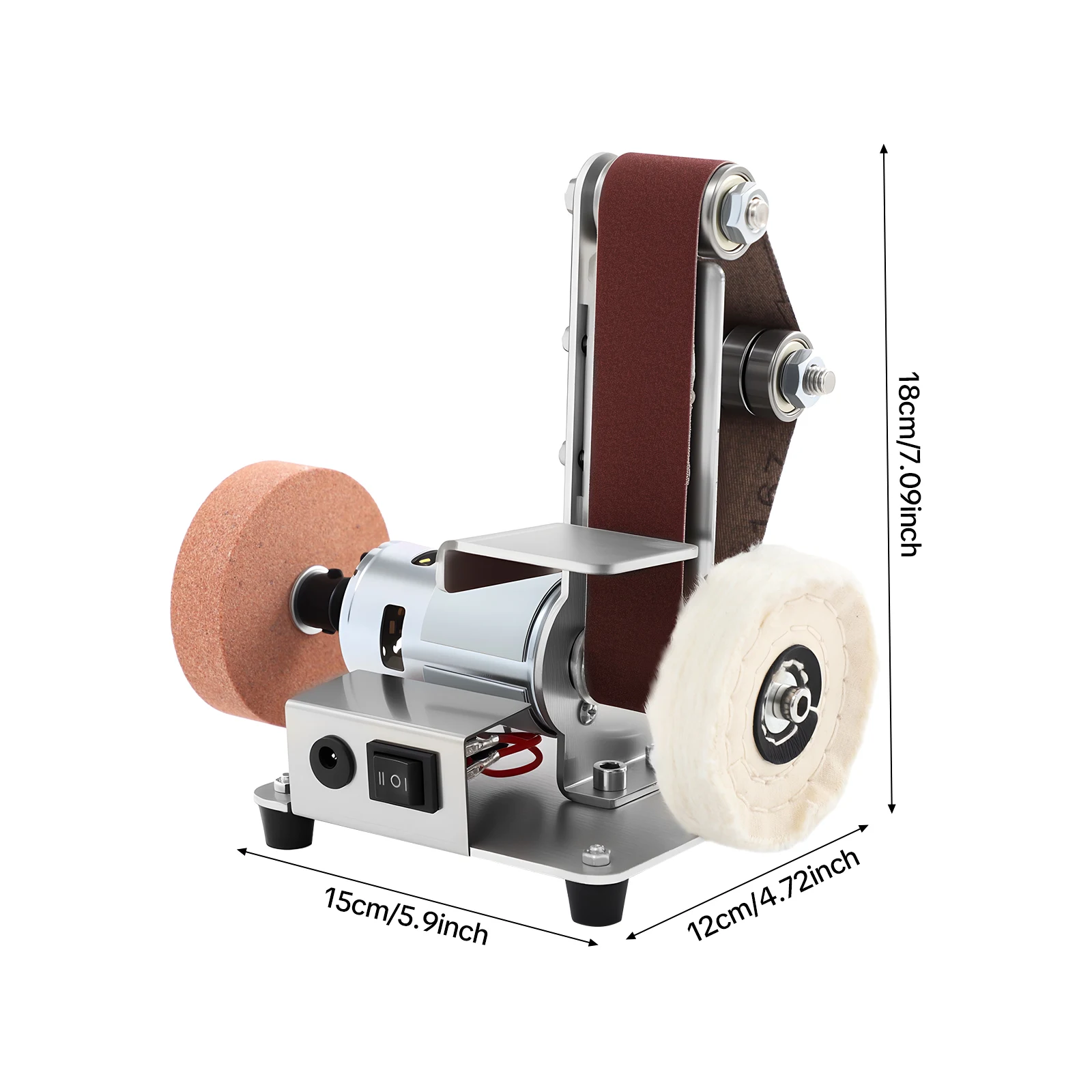 Mini-Bandschleifer, Elektrische Tischschleifmaschine, Tischpolierer Geeignet für DIY-Holzbearbeitung, Metallschleifen – Detail 14