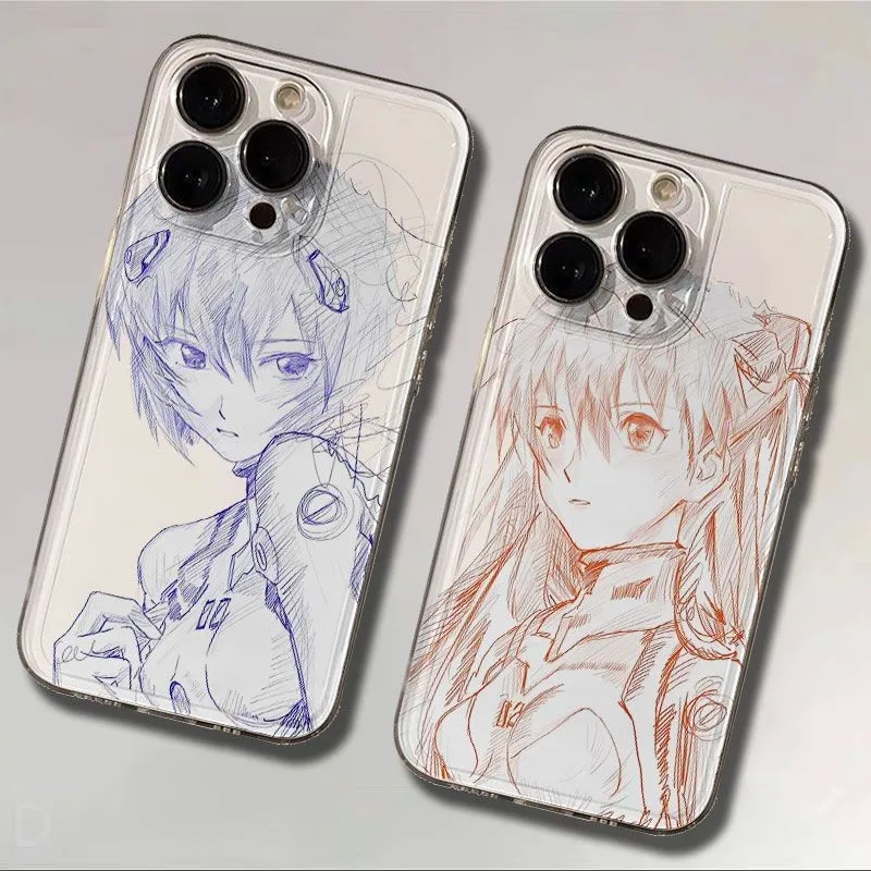 Asuka and Ayanami hand drawn graffiti Phone Case For Samsung S25 S24 S23 S22 S21 S20 FE Note20 Plus 
