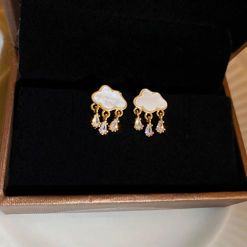 Advanced Fritillary Zircon Creative Cloud Water Drops, Earrings, Fashion, Temperament Earrings Women