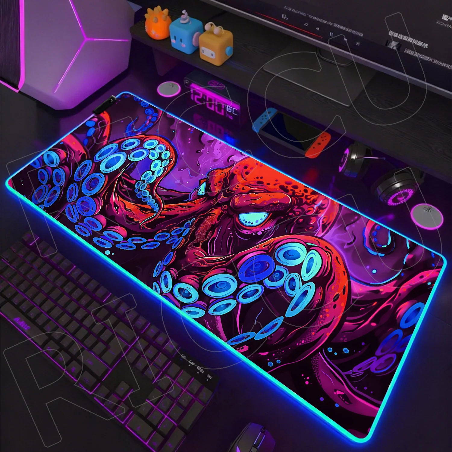 

RGB PC Accessories Octopus sea monster punk trend Mouse Pad Large Gamer Keyboard Desk Mat Computer Gaming XXL1000x500mm LED Pads