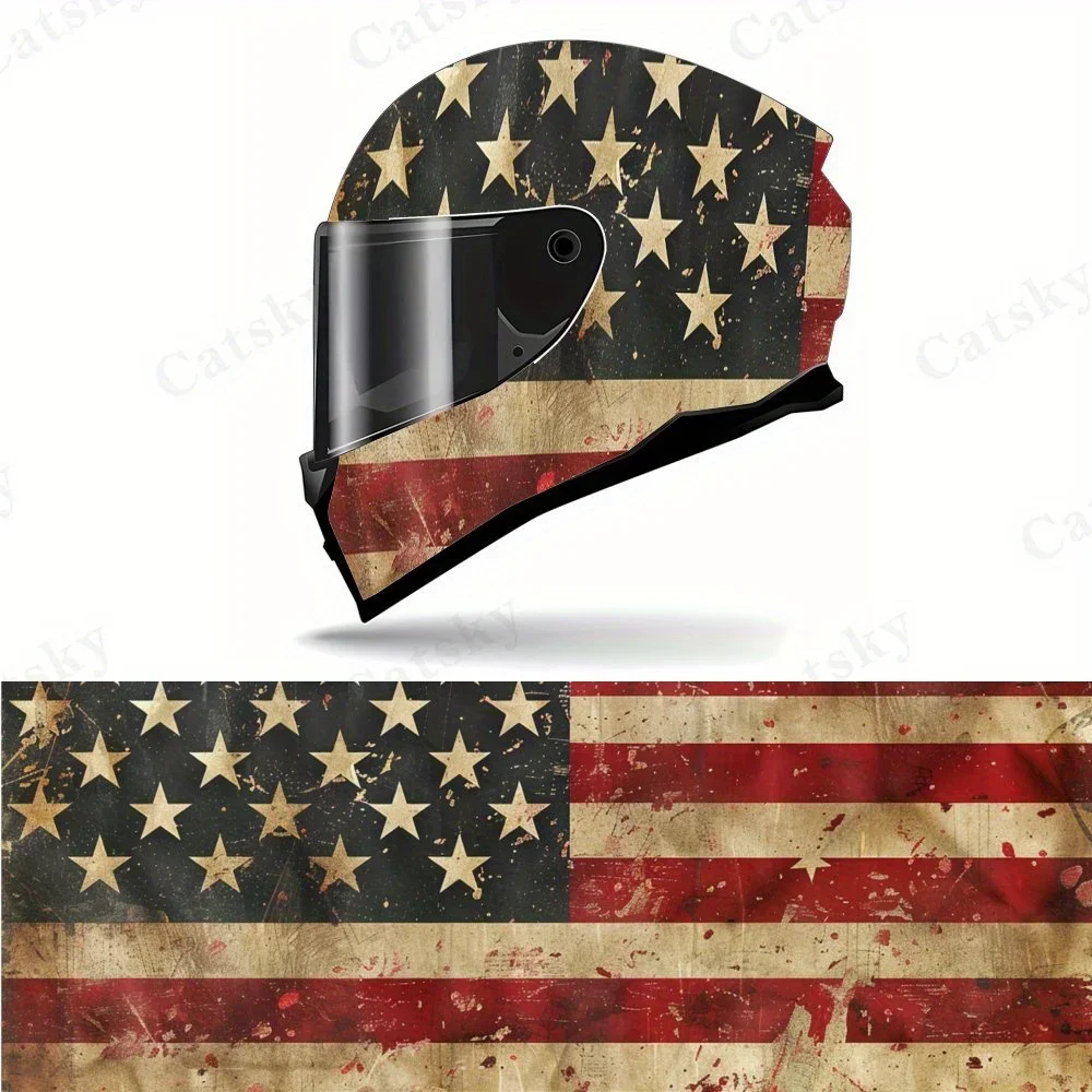 

Retro - inspired American Flag PVC Motorcycle Helmet Vinyl Wrap, Self-Adhesive Waterproof Sticker, Anti-Scratch Decorative Film