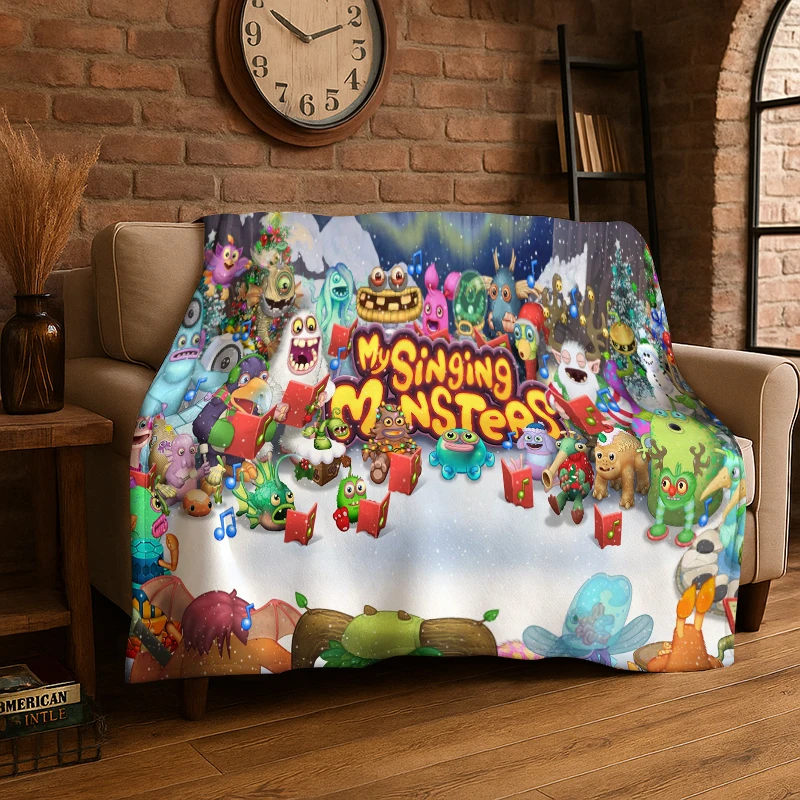 Music Game My Singing Monsters Cartoon Flannel Blanket Soft Throw Blanket for Bedroom Living Room Bed Travel Camping Picnic