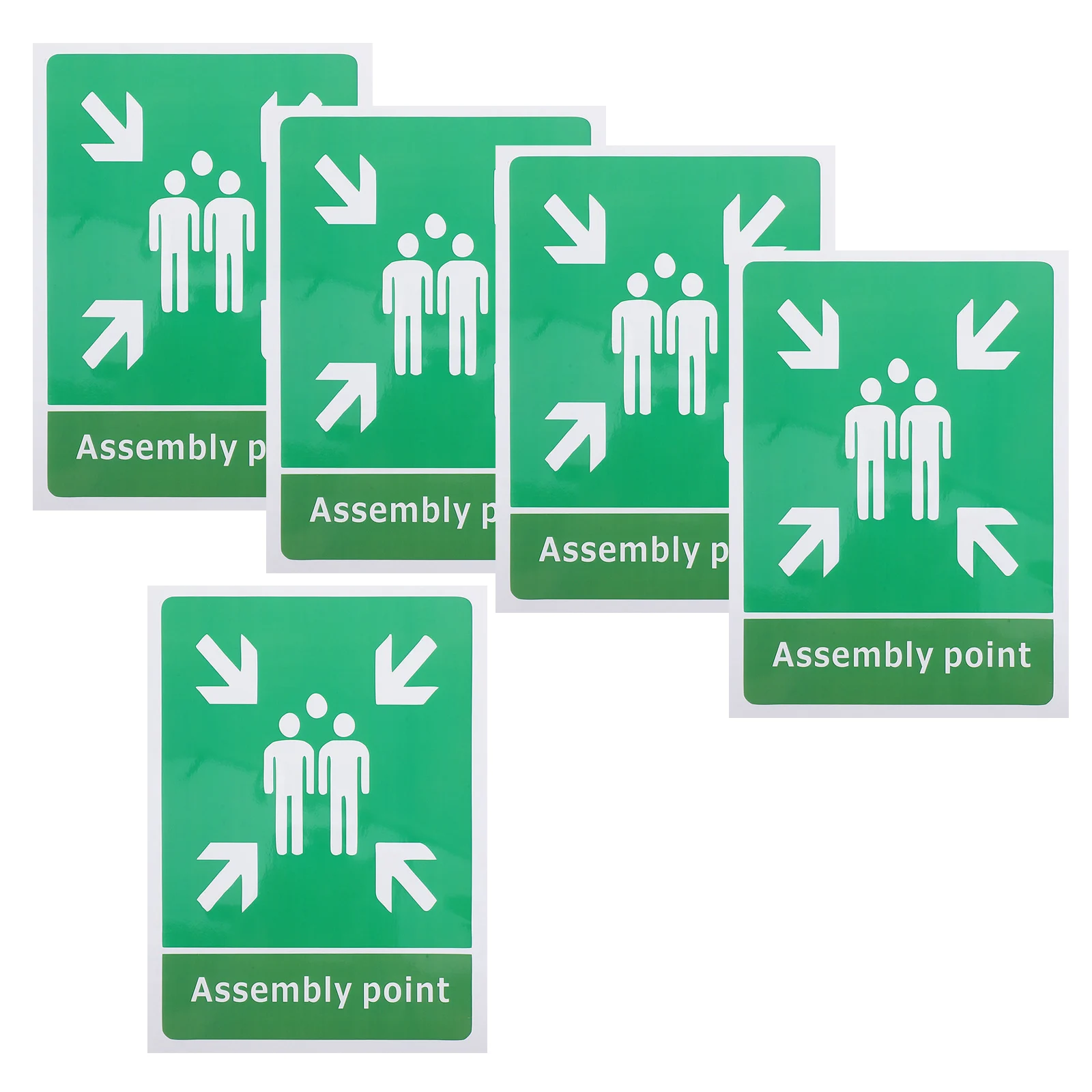 

5pcs Assembly Point Sign Decals High Visibility Pvc Safety Emergency Indication Stickers For Shops Schools Underground Shelters