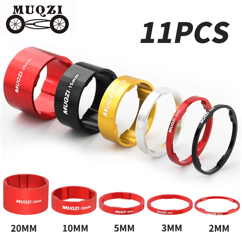 AliExpress MUQZI 11PCS Headset Washer 2/3/5/10/15/20mm Aluminium Alloy Washer 28.6mm Fork Tube Spacer MTB Stem