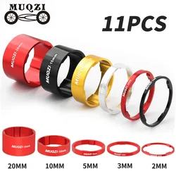 MUQZI 11PCS Headset Washer 2/3/5/10/15/20mm Aluminium Alloy Washer 28.6mm Fork Tube Spacer MTB Stem Spacer Bicycle Accessories