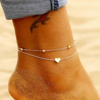 New Fashion Simple Heart Female Anklets Foot Jewelry Leg New Anklets On Foot Ankle Bracelets For Women Leg Chain Gifts