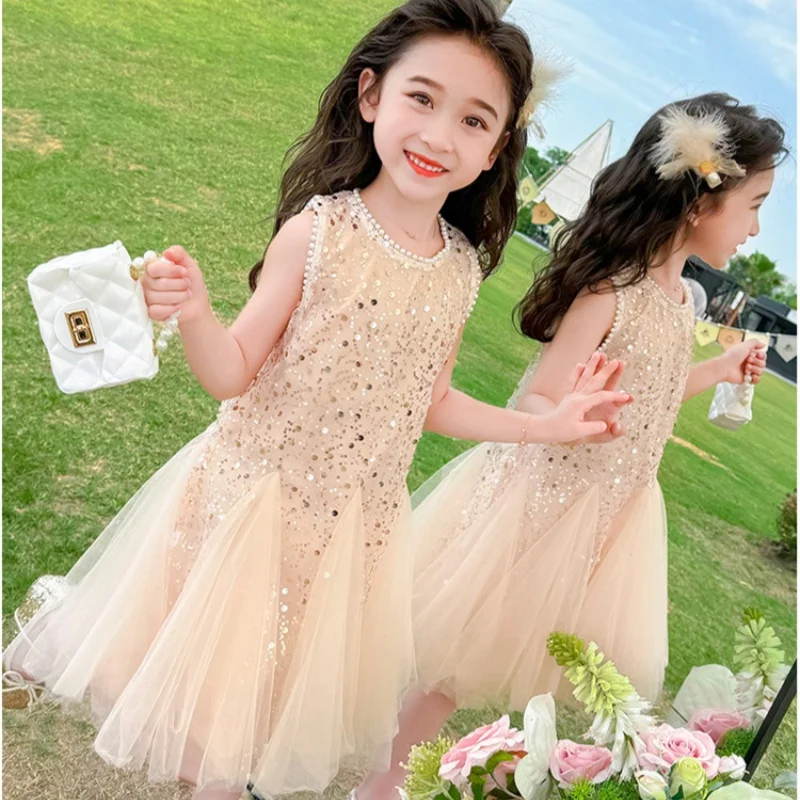 Kids Brand Designer Evening Dresses Luxury Flower Girl Gala Dress For Girls Summer 2 To 8 Years Baby Female Child Puffy Clothes