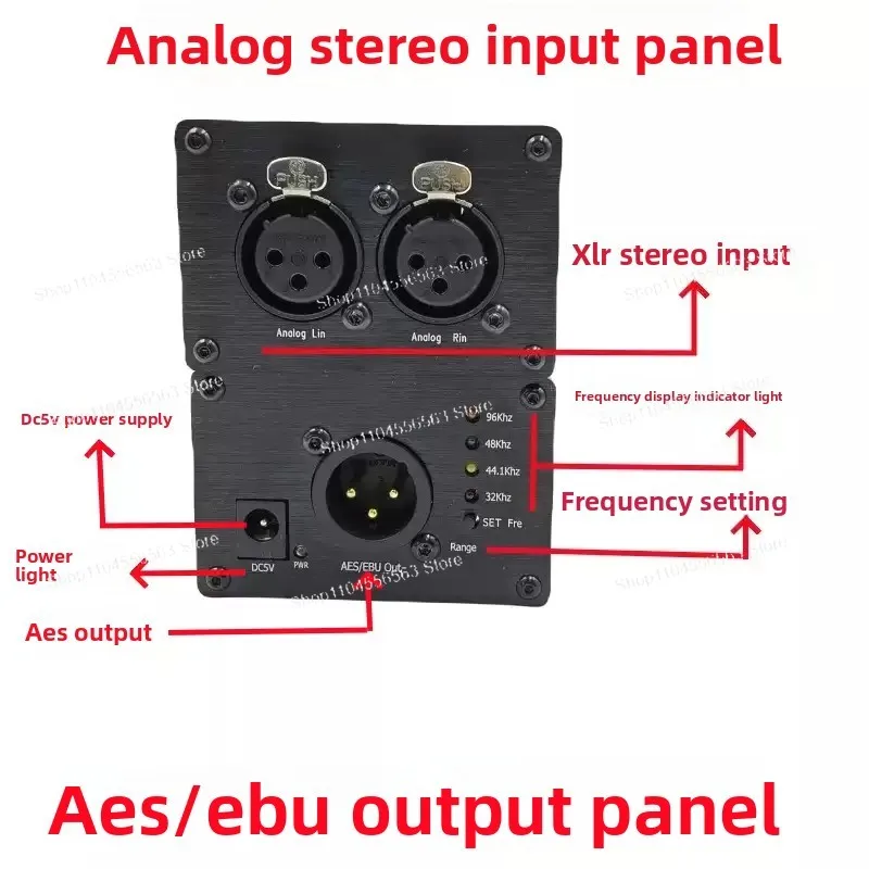 AES/EBU Analog-to-digital Audio Converter Digital Audio Encoder Balanced Stereo Adjustable Output