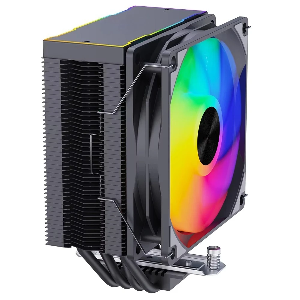 

4 Heat Pipe Tower Cooler Ultra Silent Air Cooled Desktop PC with RGB Lighting Stylish Dual Fans for Game Settings