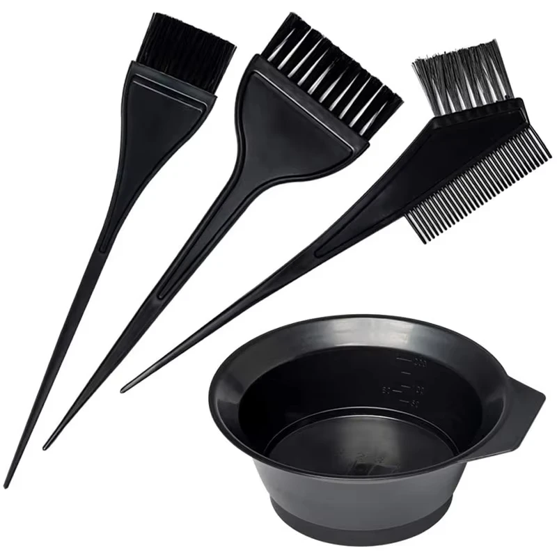 

4Pcs Set Hair Dyeing Kit Hair Color Dye Bowl Stirring Brush For Hair Coloring Bleaching DIY Salon Home Hair Dye Tools