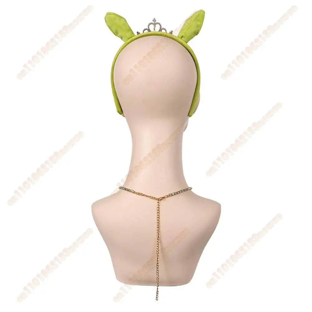 Fiona couronne collier vert bandeau avec oreille dessin animé princesse Cosplay fantaisie Costume accessoires femmes Roleplay Fantasia accessoire