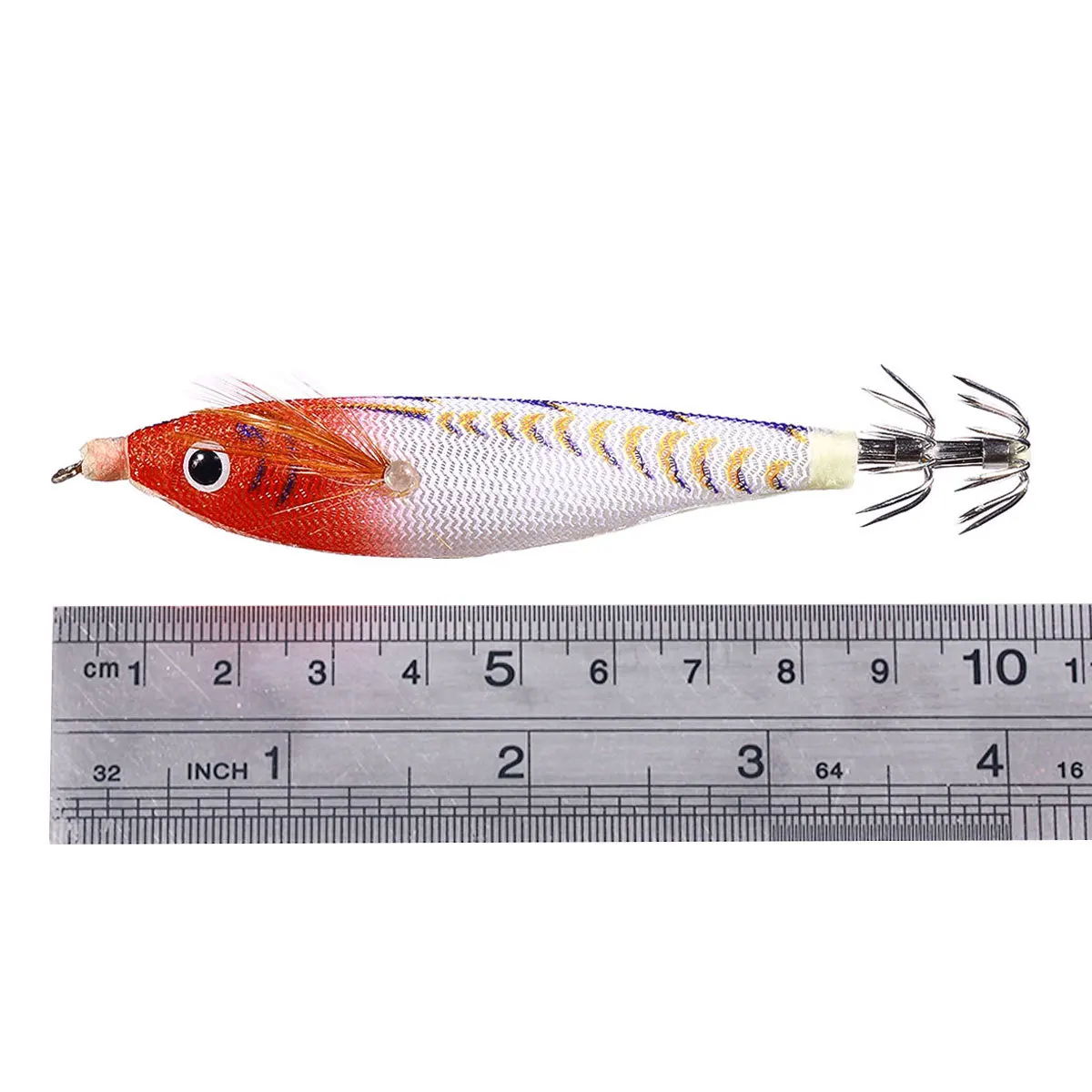 10 g Tintenfisch-Jig-Haken, leuchtendes Holz, Garnelen, harter Köder, doppellagige Haken, Tintenfisch-Köder, künstlich, zum Angeln, Süßwasser, Salzwasser – Detail 1