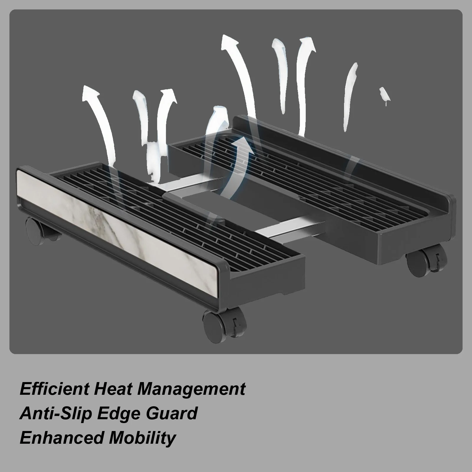 

Computer Tower Stand Adjustable Portable Shelf With Brake Wheels CPU Cart For Workplace Laptop Printer Monitor Game Room Storage