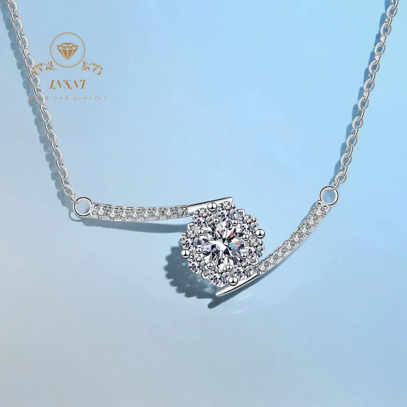 

0.5ct D Color Moissanite S925 Silver Plated Floral Bloom Heart Pendant Necklace Certified Women's Jewelry Trendy Accessories