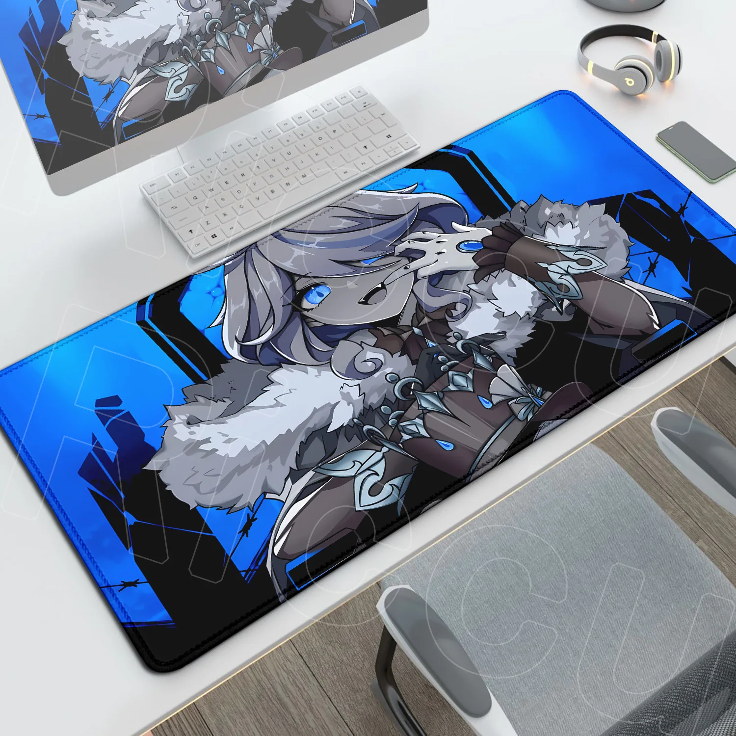 

Anime Genshin Impact Office Long Deskmat Cute Furina Game Anti-slip Mousepad Large Computer Keyboard Mat HD Print Rubber Cushion