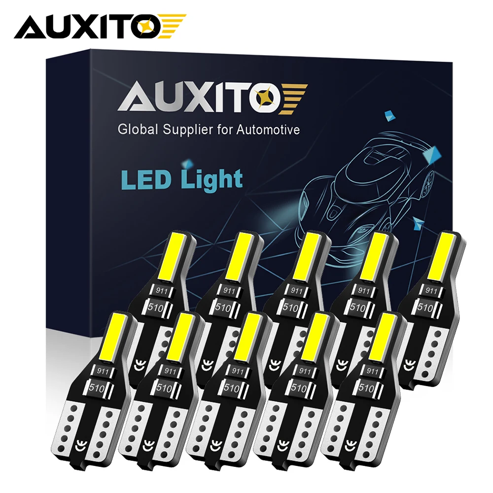 AUXITO 10Pcs Oświetlenie wnętrza samochodu T10 168 2825 194 Żarówka LED 6000k Biała W5W Lampa samochodowa LED 12V Do Toyota Corolla 150 Camry 40 CHR