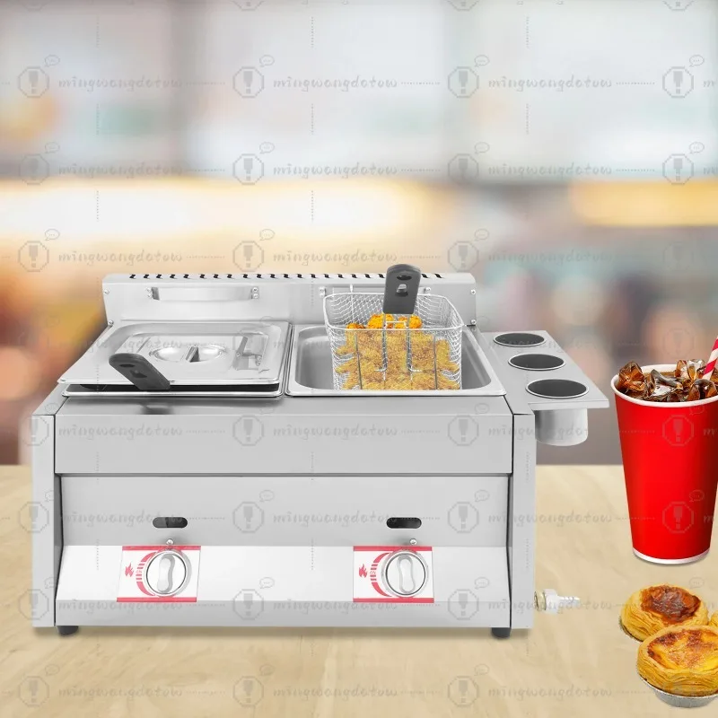 NEW Commercial Gas Deep Fryer 12L Countertop Stainless Steel Dual Tank Kitchen Frying Machine W/2 Removable Baskets & Lid - view 4
