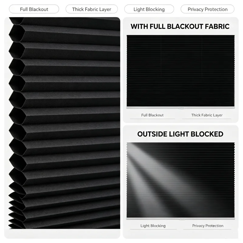 Customed Size 100% Full Blackout Sun Light Waterproof Fabric Cordless Manual Top And Down Open Hneycomb Blinds For Rooms