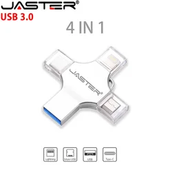 JASTER Iphone Lightning USB 3,0 unidades Flash 256GB TYPE-C Memory Stick 128GB plata Micro Pen Drive 64GB regalo de negocios creativo