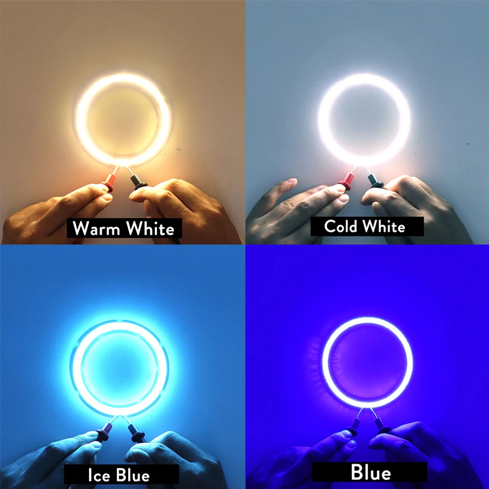 Forma Anular COB Olhos de Anjo LED Chips 12V DC 25mm-110mm COB Beads em Placa de Alumínio Anel LED Fonte de Luz Cool Warm White para D