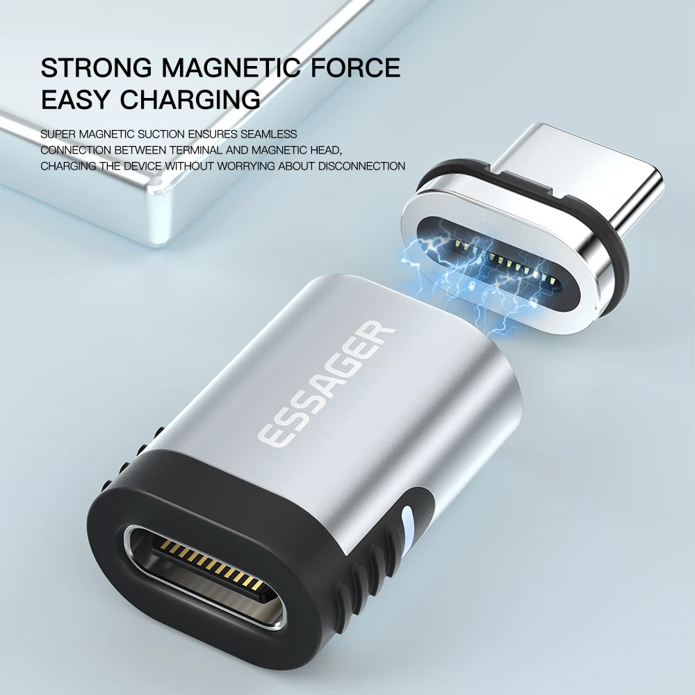 Essager 100W Magnetic Adapter 24Pins USB Type C PD 3.0 Fast Charge Cable Converter for Ipad Pro Macbook Magnet Adapter Connector