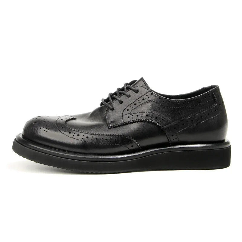 

Fashion Highquality Retro Cowhide Brogue Men's Shoes Casual all Genuine Leather Brown black Formal Business Derby Shoes