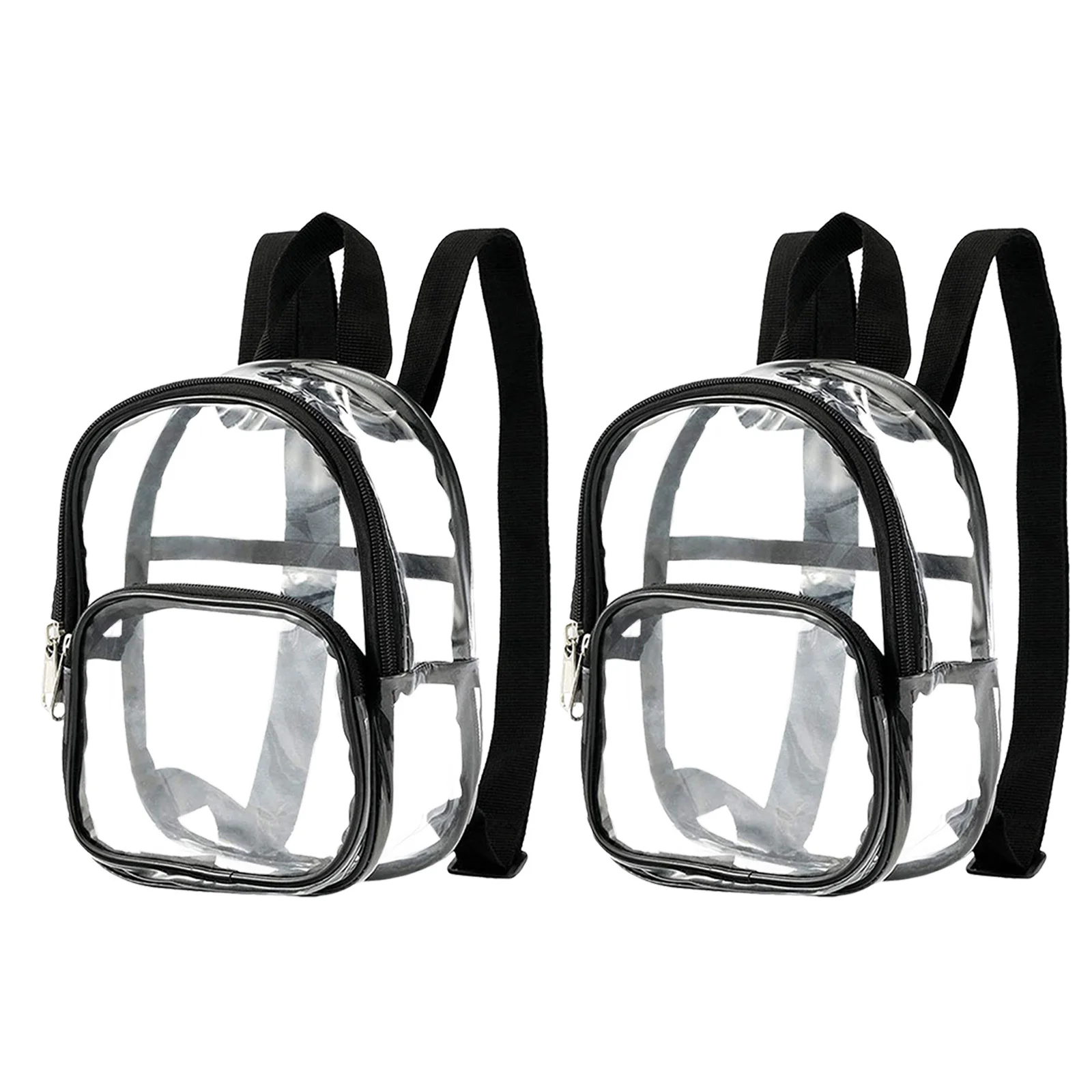

2pcs Mini Transparent Backpack Lightweight Pvc Bookbag For Toddlers Preschool Daycare Kindergarten Clear School Bag Kids Unisex