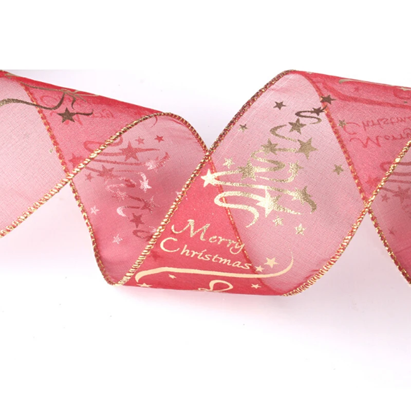200cm DIY Ribbon Pendant Merry Christmas Letter Star Printing Ribbons For Christmas Decoration DIY Bows Tree Ornaments Decor