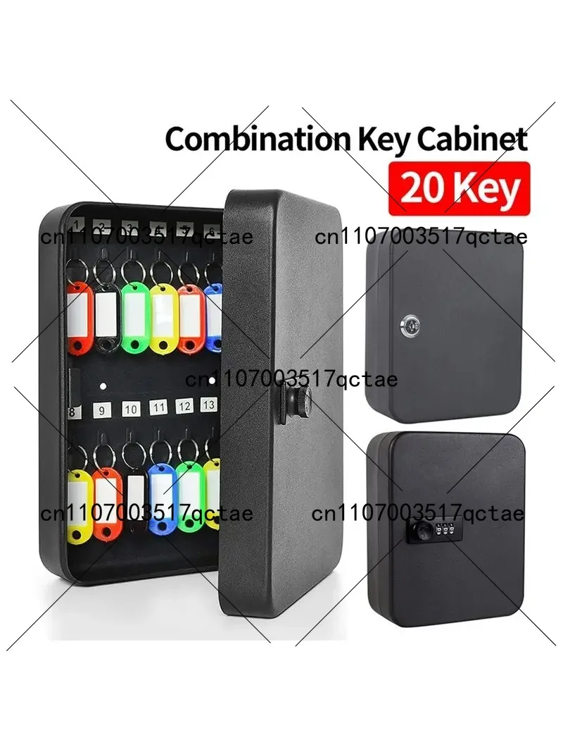 Locking Key Cabinet with 20 Hooks, Wall Mounted Key Organizer Box for Home Security