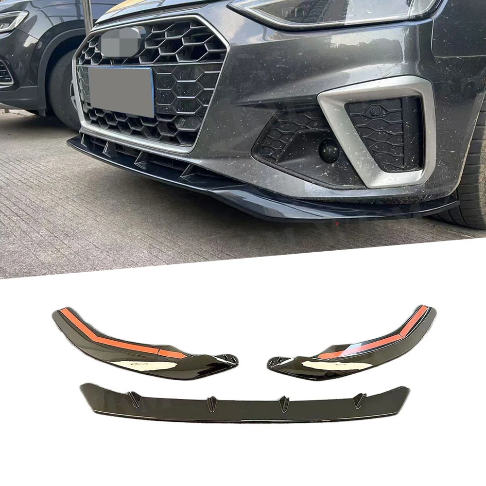 

3PCS Gloss Black Front Lip Spoiler For Audi A4 Sline S4 2020-2025 Non Standard Bumper Guard Car Styling