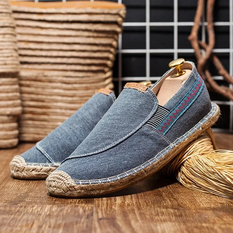 Mens Casual Vintage Loafers Flat Hemp Bottom Fishermen Shoes Driving Soft Shoes Holiday Beach Sailing Bohemian Autumn Size 38-45 2