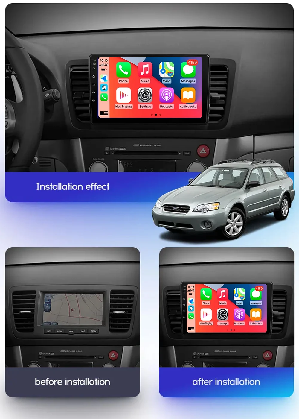 Android 14 Car Radio Multimedia 2 Din Video Player For Subaru Outback 3 Legacy 4 2003-2009 Stereo Navigation GPS 4G Carplay WIFI