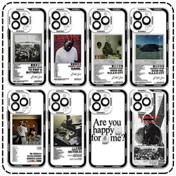 Rapper Kendrick Lamar Poster Phone Case For iPhone 15 14 13 12 11 Mini Pro Max X XR XSMax 6S 6 7 8 Plus SE20 Transparent Cover