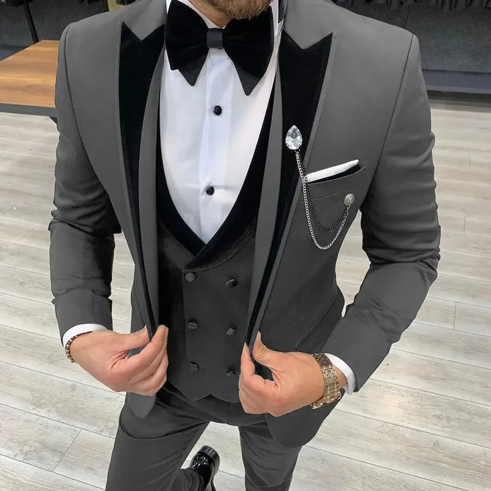 Abiti da uomo Abiti eleganti da uomo Abiti da lavoro casual da ufficio per pendolari per matrimonio Coustime Homme Luxe Tre pezzi (giacca + gilet + pantaloni)