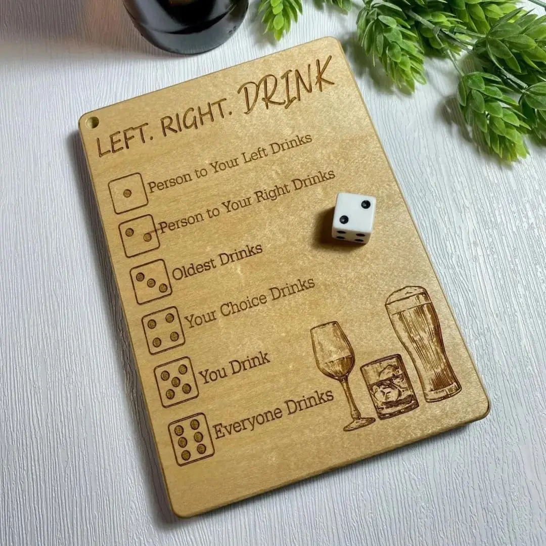 Left Right Drink Drinking Game- Adult Drinking Game Left Right Center, Funny Dice Tray with Dice Bag