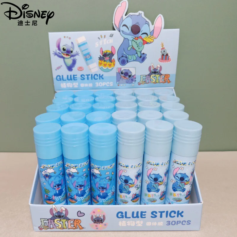 Disney 6/30pcs Stitch Mini Solid Glue Student Cartoon Lilo Spin Diy Hand Account Solid Glue Stick Stationery Gift