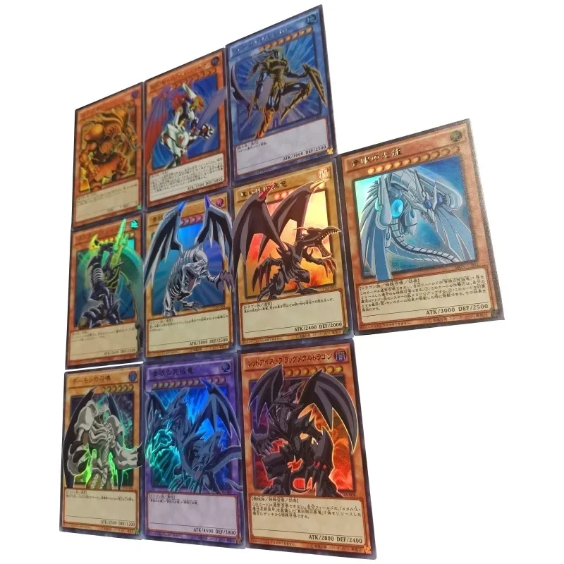 10pcs/set YuGiOh Blue-Eyes Shining Dragon Red-Eyes Black Dragon DIY Refraction Flash Card Anime Classics Game Collection Cards