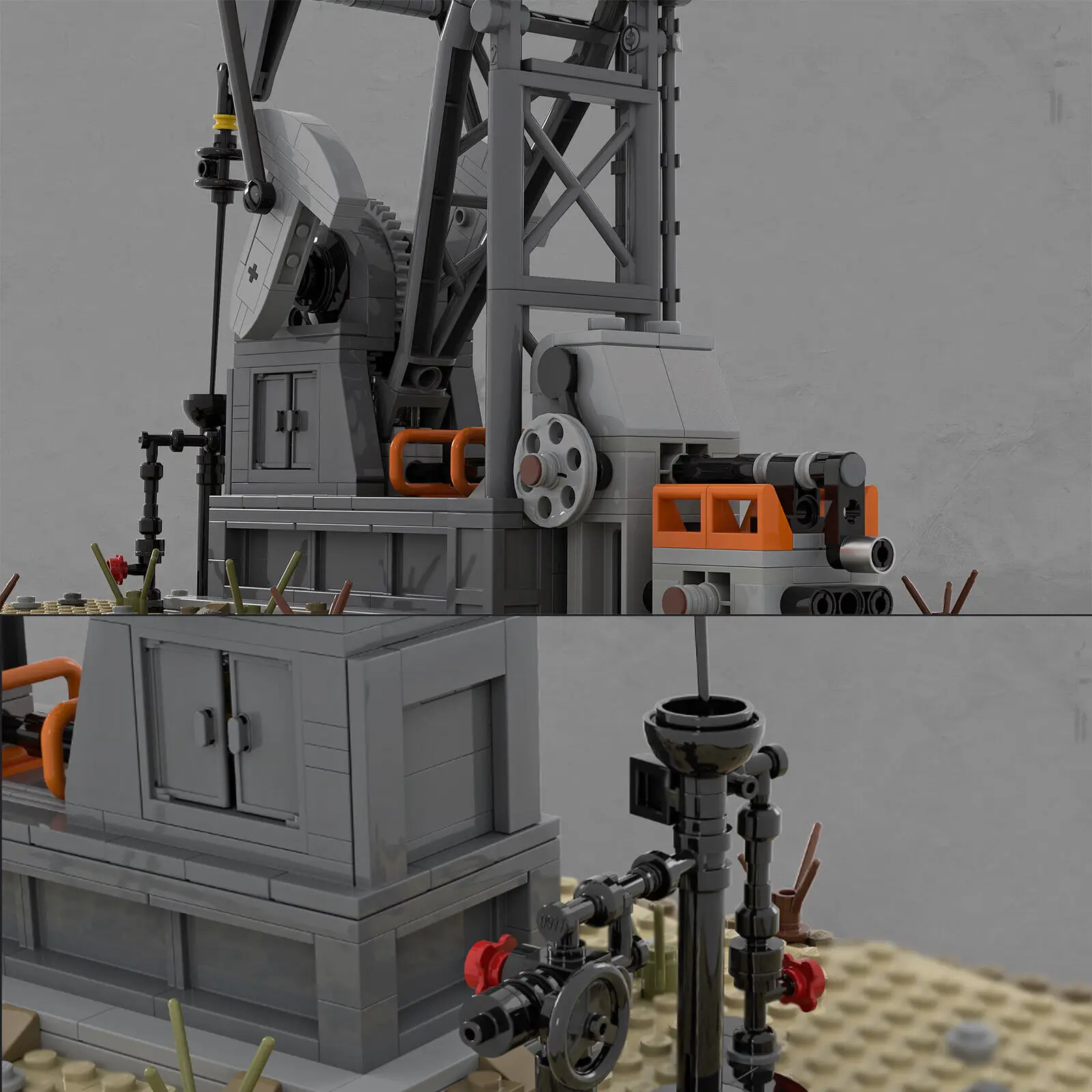 Functioning Oil Pump Jack Oil Derrick 474 Pieces Building Toys Set MOC Build