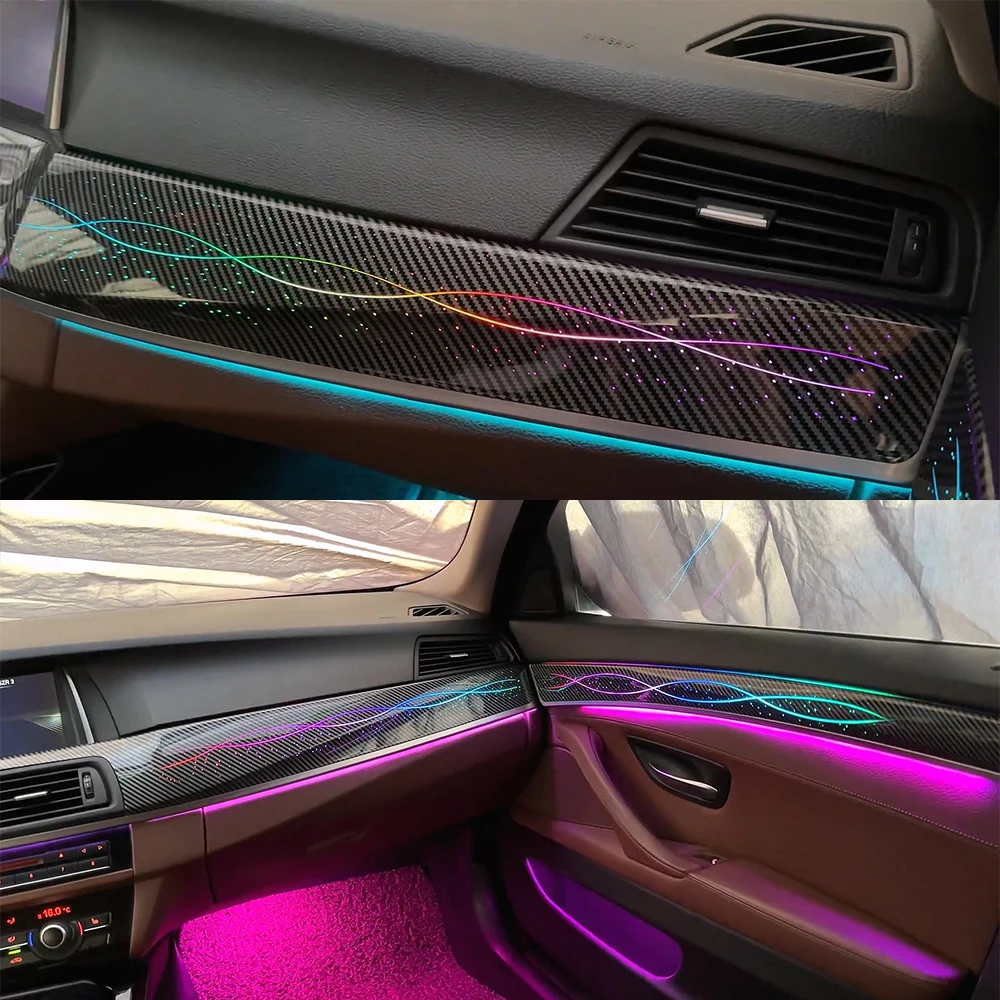 For The old BMW 5 Series F18 luminous decorative panel  Carbon fiber ambient light  Starry Sky Flowing Atmosphere Light RGB 256