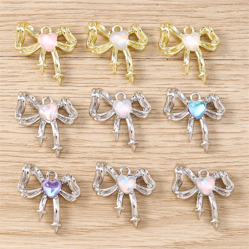 5 قطعة 21x20 مللي متر لطيف كريستال سبيكة Bowknot السحر لصنع المجوهرات أقراط المعلقات القلائد أساور اكسسوارات DIY بها بنفسك الهدايا #1