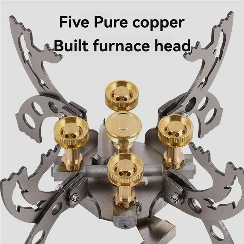 

RTENTE- Outdoor Five-Star Fierce Stove Highpower Camping Barbecue Portable Windproof Stainless Steel Folding Stove