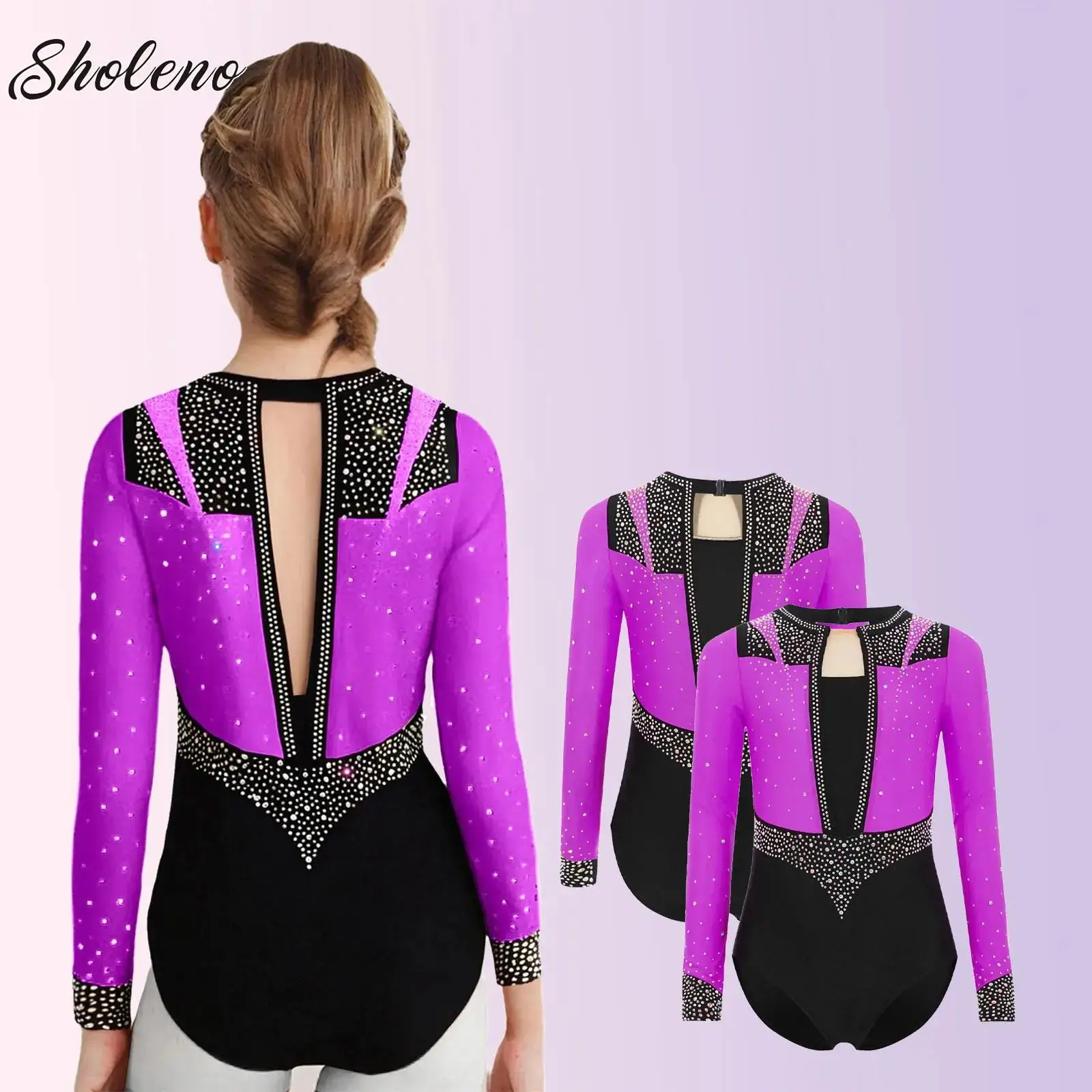 

Teens Girls Gymnastic Leotards for Kids Rhythmic Gymnastics Bodysuit Rhinestones Yoga Figure Skating Jumpsuit Ballet Leotard