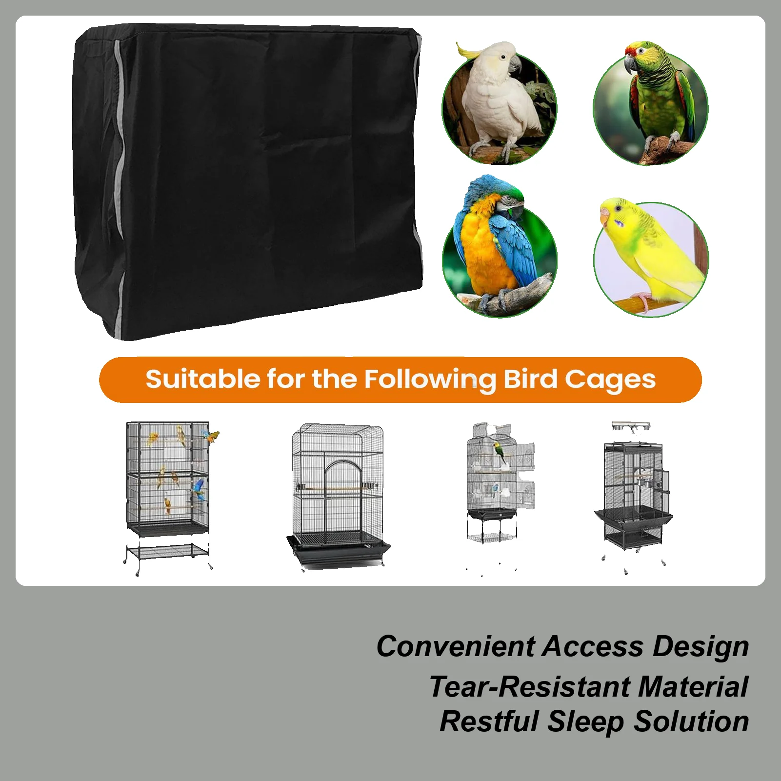 Bird Cage Covers Breathable Square Light-Blocking Parrot Cage Cover Night Protector For Indoor Home Living Room Playing Sleeping