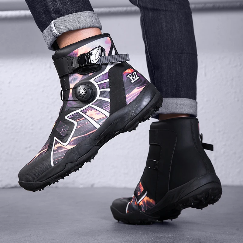Botas de Motociclismo, Botas de Motocross Todoterreno, Botas de Carreras, Botas de Motocicleta para Hombre, Calzado de Motociclismo Antideslizante, Botas para Moto