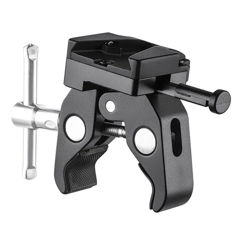 B29C-2X V-Mount Battery Adapter With Clamp For Mounting To Light Stand Tripod For V-Mount Battery To Light Stand Or Tripod