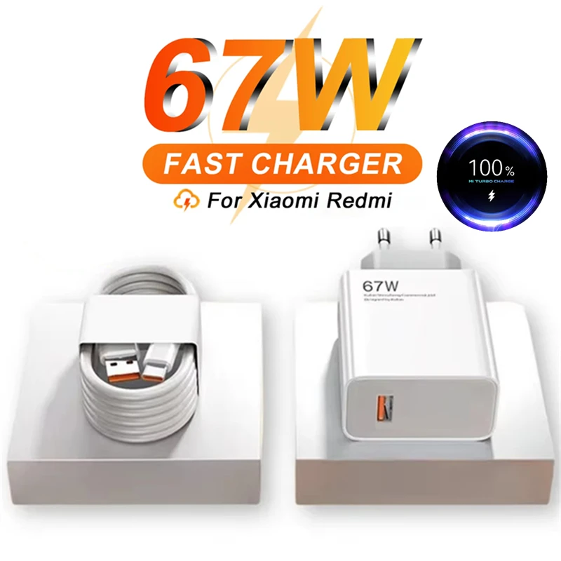 6A 67W Fast USB Charger For Xiaomi 11 12 13 14 15 Ultra Redmi Note 11T 12 13 14 Pro POCO F5 F6 X5 X6 Type-C Turbo Charging Cable