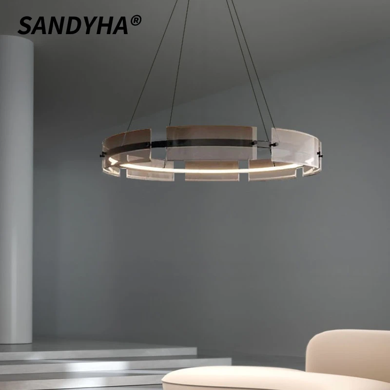 

SANDYHA современный круглый стеклянный подвесной светильник, люстра, итальянский ресторан, гостиная, спальня, стильный светильник, акцентное освещение