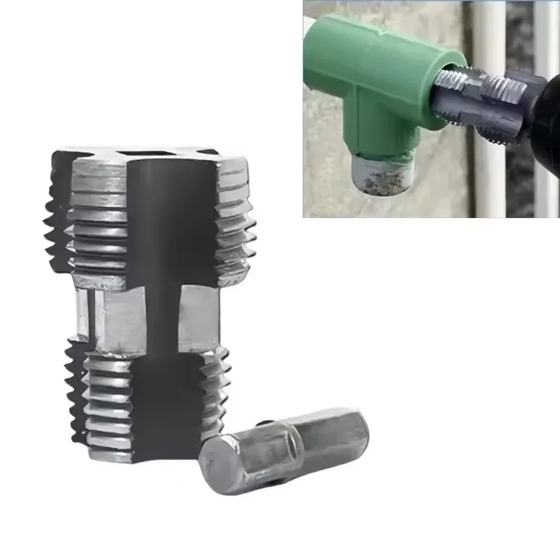 Dual Sides Pipe Thread Opener Internal External Thread Cutting Tap, PPR PE PVC Water Pipe Threading Tool Compatible with Electri