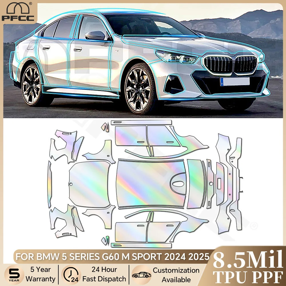 

For BMW 5 Series G60 M Sport 2024 2025 8.5Mil TPU Paint Protection Film Pre-cut PPF Bra Car Body Clear Anti-scratch Resistant